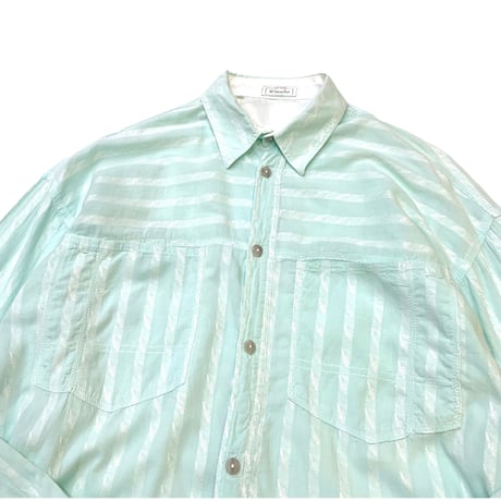 80's Benetton L/S Stripe Shirt size XL・Made in Italy🇮🇹