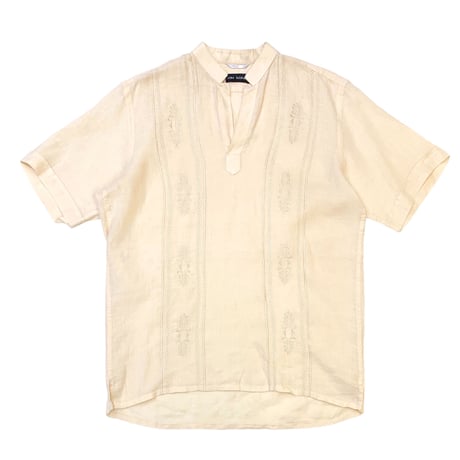P/O STANDUP COLLAR LINEN SHIRT size M〜L程