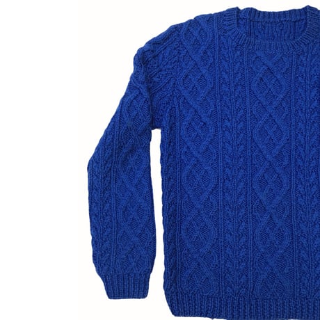 BLUE ARAN KNIT SWEATER size M程