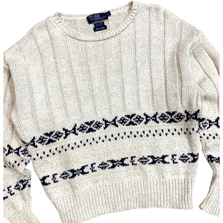 POLO RALPH LAUREN MADE IN IRELAND COTTON×LINEN KNIT size M程