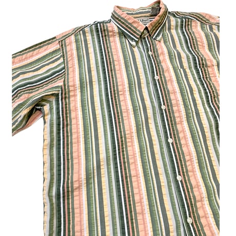 L.L.BEAN SEERSUCKER STRIPE SHIRT size L
