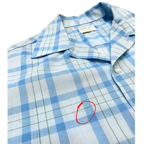 70's OPEN COLLAR CHECK SHIRT size S