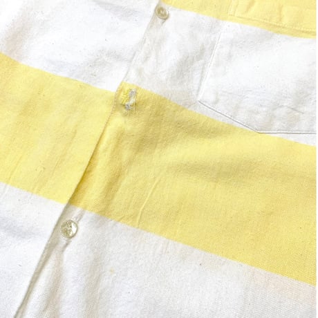 80-90's STRIPED OPEN COLLAR SHIRT size L