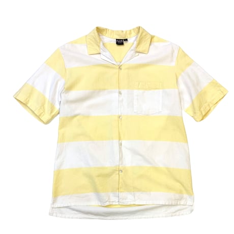 80-90's STRIPED OPEN COLLAR SHIRT size L