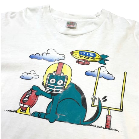90-00's GTE VISA DOG DAMAGED T-SHIRT size XL