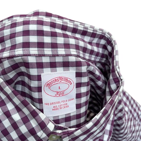 Brooks Brothers Purple Gingham check L/s Shirt Size-L
