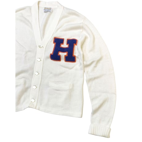 70's Lettered Acrylic Cardigan size XL程