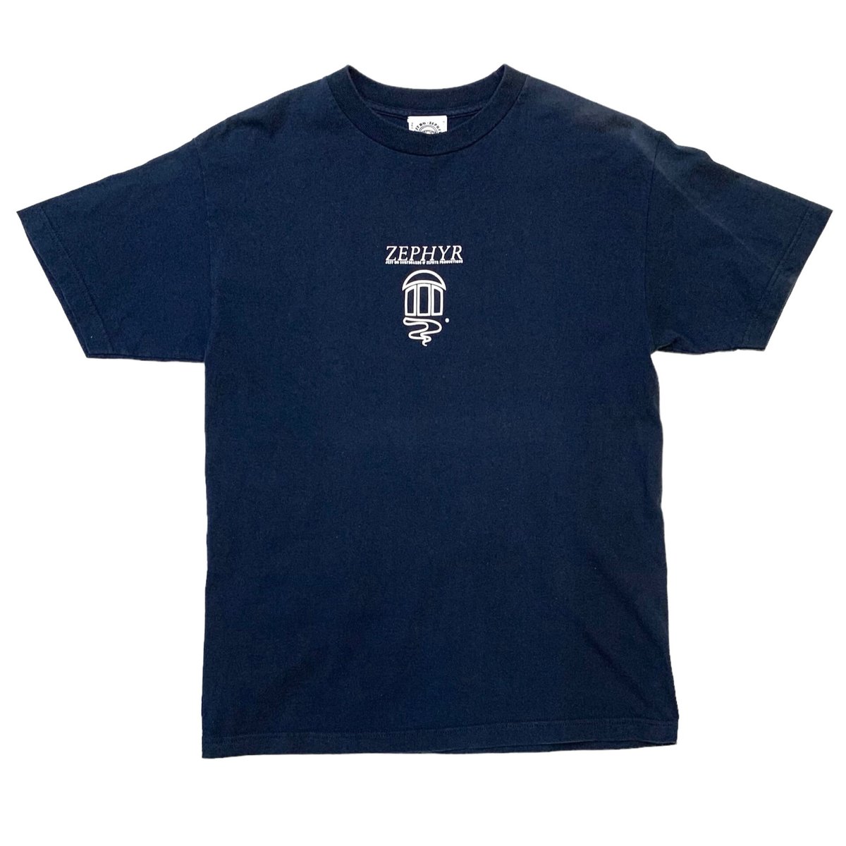 ZEPHYR Tシャツ Lサイズ ネイビー スケーター ZEPHYR COMPETITION TEAM LOGO ゼファー ZP＃2 NV バック＆フロント