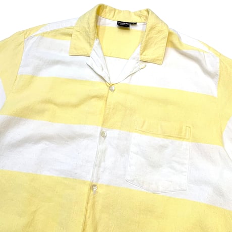 80-90's STRIPED OPEN COLLAR SHIRT size L