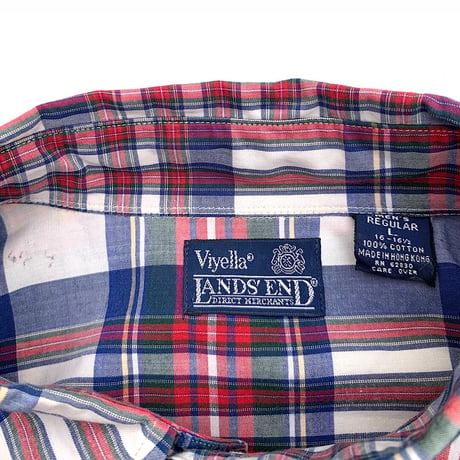 Viyella・LANDS'END CHECK B.D SHIRT size L