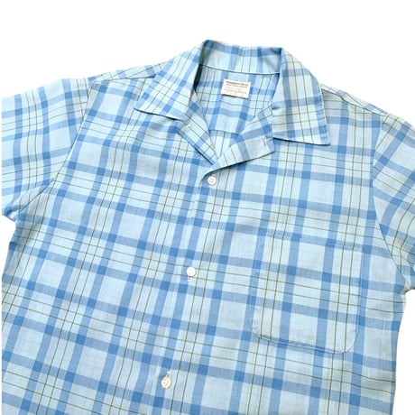70's OPEN COLLAR CHECK SHIRT size S