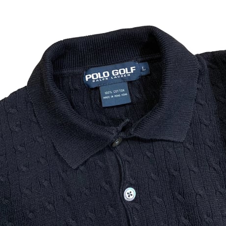 RALPH LAUREN POLO GOLF COTTON CABLE KNIT POLO size L