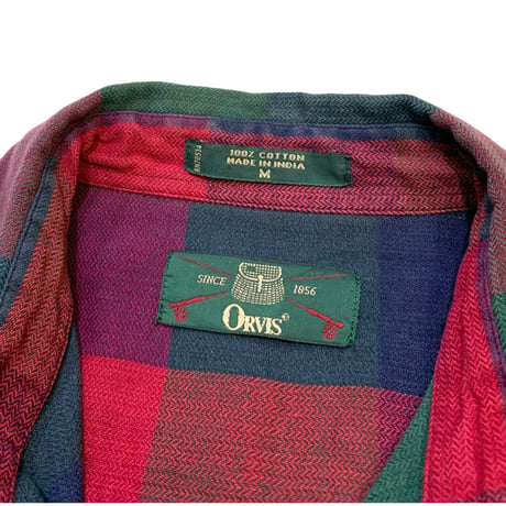 90's ORVIS COTTON CHECK SHIRT size L〜XL