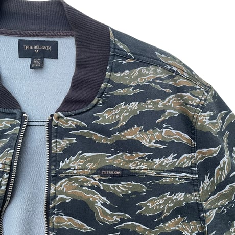 TRUE RELIGION Tiger Camo Zip Sweater Size-XL