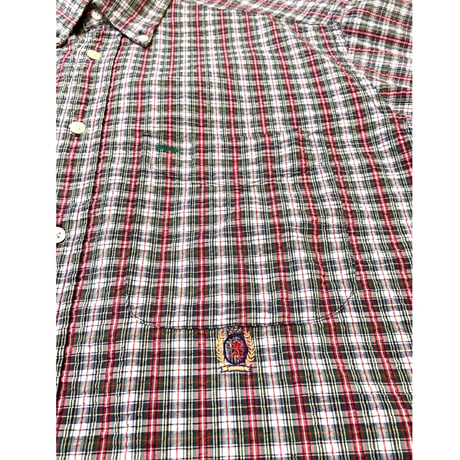 90's Tommy Hilfigher L/S Seersucker Shirt size M程