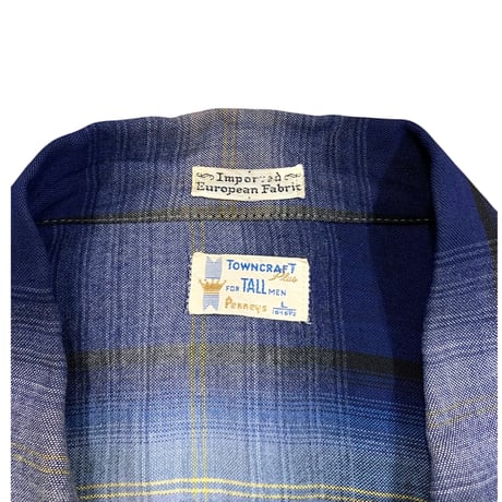 Vintage 60's Towncraft Ombre Check Rayon Shirt size L (実寸 XL程度)