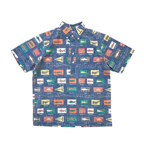 90's REYN SPOONER PULLOVER SHIRT(FISH PATTERN) size XS