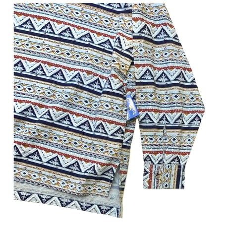DEAD STOCK 90's HENLY NECK PRINT HOODED SHIRT size XL