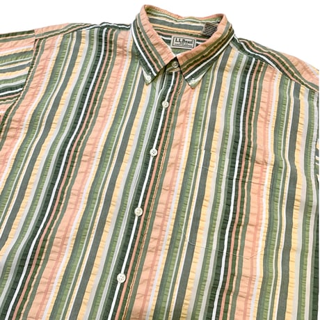 L.L.BEAN SEERSUCKER STRIPE SHIRT size L