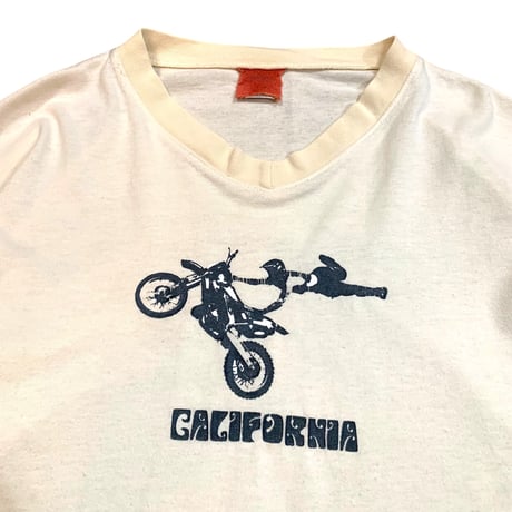 90-00's California Motocross V Neck L/S Tee size XL・Made in usa