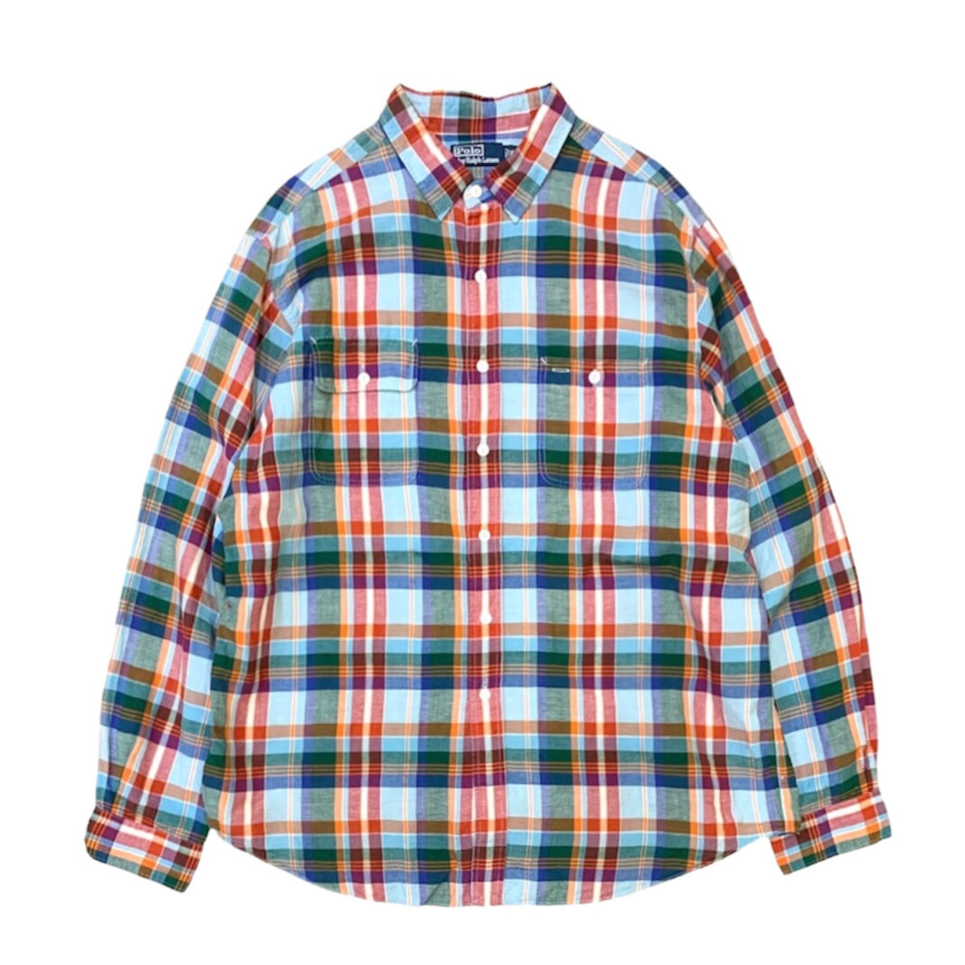 トップス Polo by Ralph Lauren MARLOWE XL SILK 90's Polo Ralph Lauren コットンシルクシャツ 