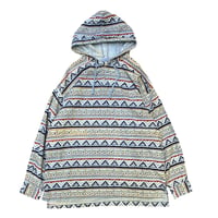 DEAD STOCK 90's HENLY NECK PRINT HOODED SHIRT size XL