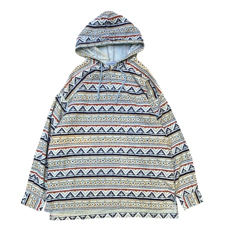 DEAD STOCK 90's HENLY NECK PRINT HOODED SHIRT size XL