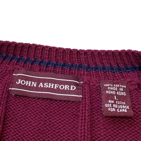 JOHN ASHFORD COTTON KNIT CARDIGAN size L