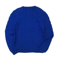 BLUE ARAN KNIT SWEATER size M程