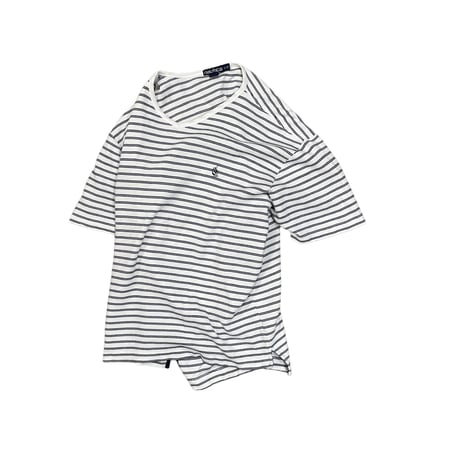 NAUTICA Striped Tee Size-L MADE IN USA 90s~