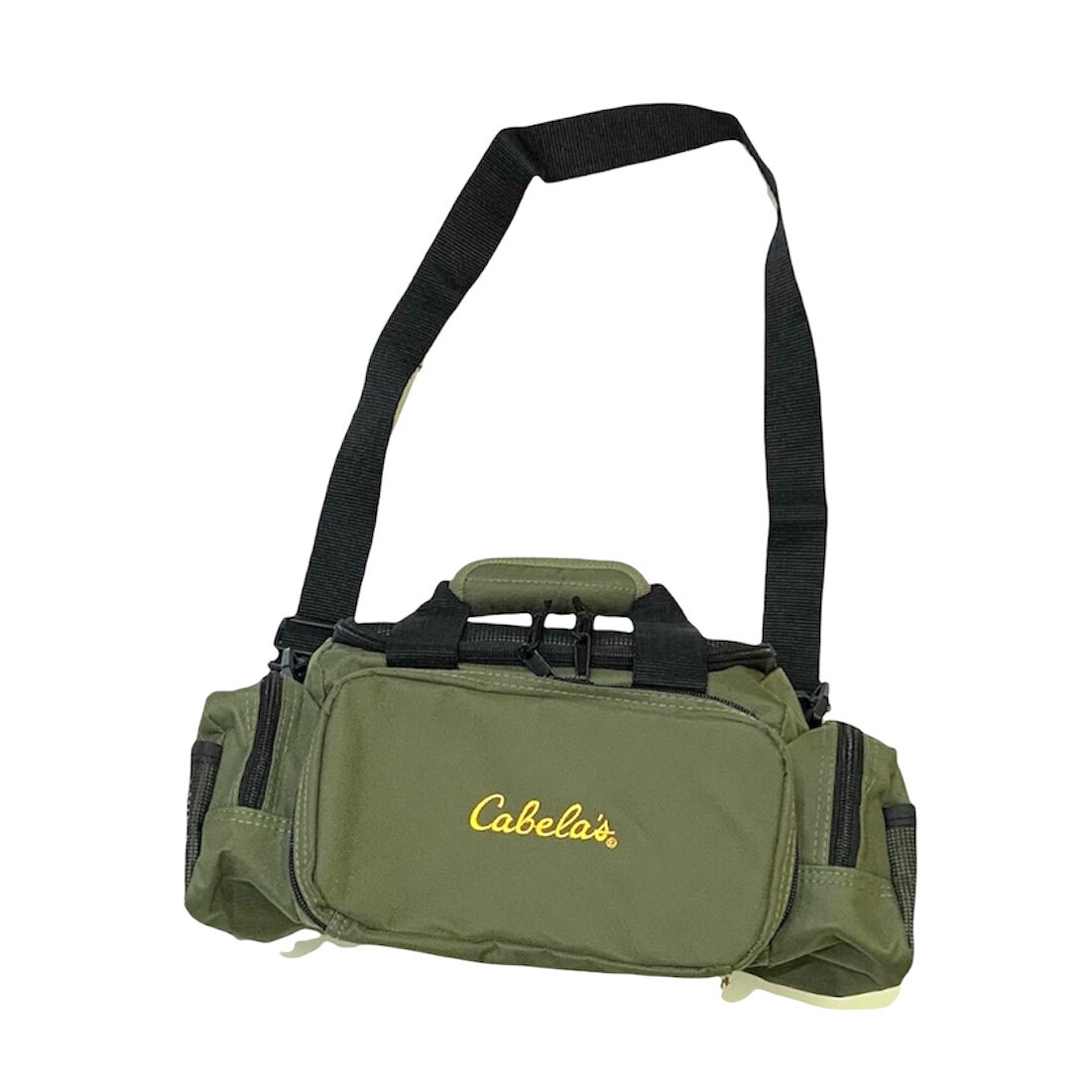 cabelas 5 pocket tackle bag green Fishing carry strap Includes four 3500 utility boxes Cabela's Catch All Gear Bag