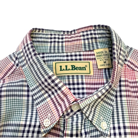 80-90's L.L.Bean S/S Seersucker Shirt size M
