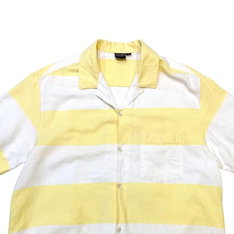 80-90's STRIPED OPEN COLLAR SHIRT size L