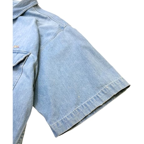 🎣80's〜 Eddie Bauer S/S  Denim Shirt Made in usa🇺🇸 size L ・TALL