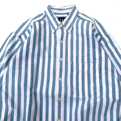 OLD GAP HEVAY COTTON L/S STRIPE SHIRT size M程