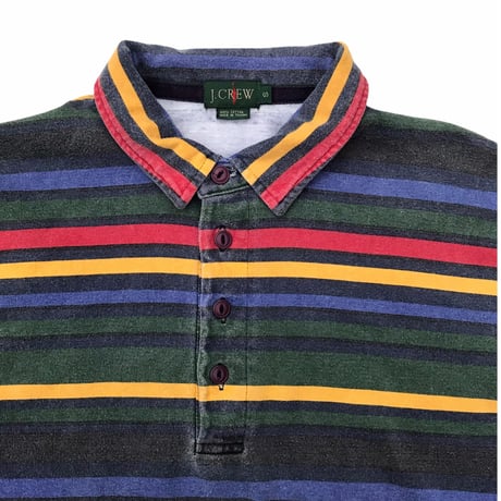 J.CREW  L/s Striped Polo Shirt  Size-S 大き目 90s~