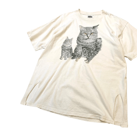 90's SIDE SLIT CAT T-SHIRT size XL