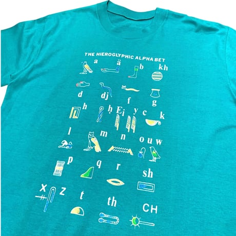 EGYPT THE HIEROGLYPHIC ALPHABET T-SHIRT size L〜XL程度