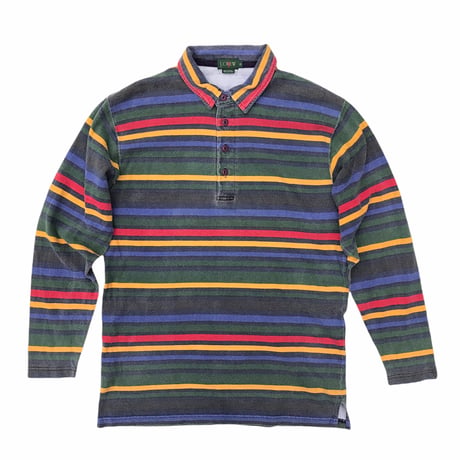 J.CREW  L/s Striped Polo Shirt  Size-S 大き目 90s~