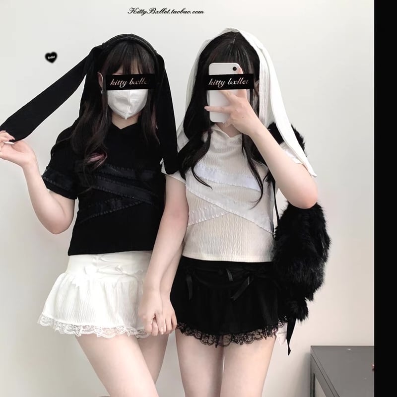KittyBxllet フリフリ編み上げミニスカート【2色】 | はれあめ