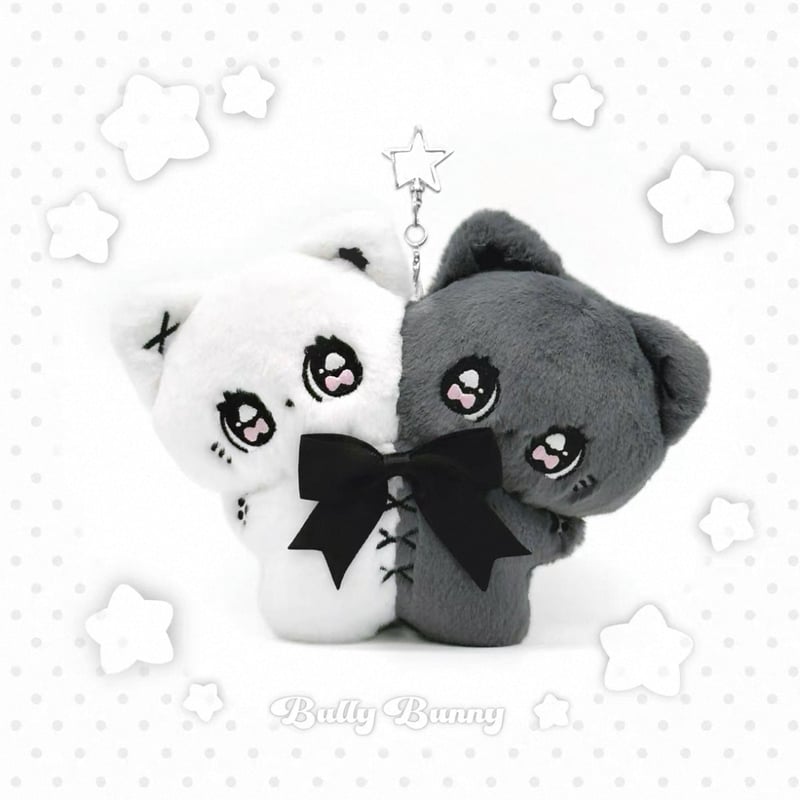 别惹兔子】双子シリーズ白黒猫ぬいぐるみキーホルダー/缶 | はれあめ