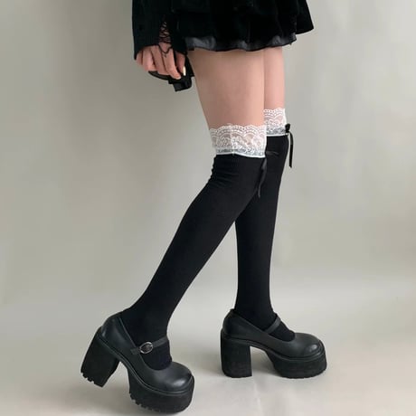 あったかレースリボンニーハイ【5色】