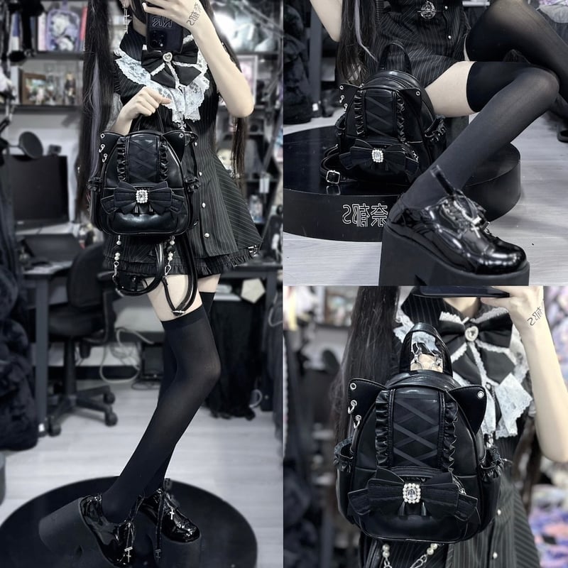 charm studs chain leather backpack 地雷 charm studs chain leather backpack 地雷