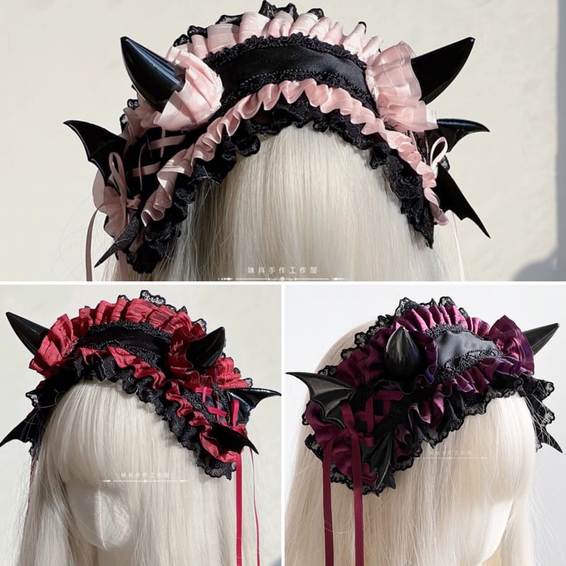 お取り寄せ】羽根付！悪魔の角ヘッドドレス【3色】 | はれあめ