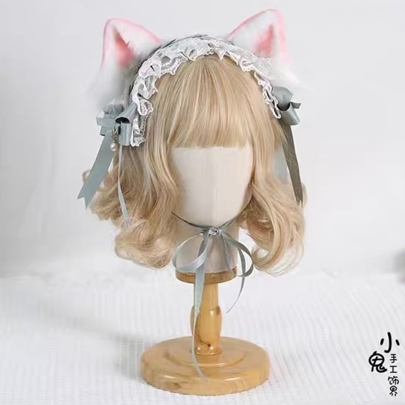 60cmドールサイズ対応 猫耳ヘッドドレス＋チョーカーセット SD 
アメジスト ねこみみ＆ヘッドドレスセット（白） | ボークス公式 ドルフィー