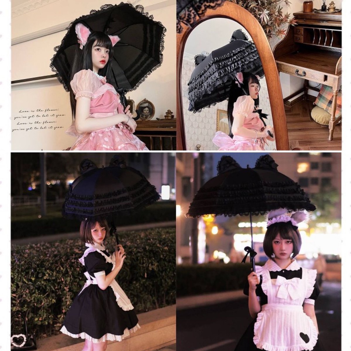 黒 Creamy Cutie Pie 日傘 ロリィタ ゴスロリ ゴシック ネコ耳 黒 Creamy Cutie Pie 日傘 ロリィタ ゴスロリ ゴシック ネコ耳