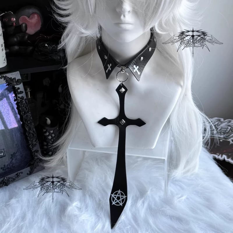 激レア！チョーカー型　マルチクリーム Chrome Hearts☆洗練された芸術☆タイニー フィリグリークロス (CHROME