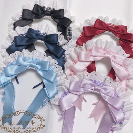 【L.花時季】ロングリボンメイドカチューシャ
