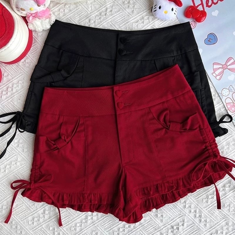 HEIHEI リボンガーター ショートパンツ RED HEIHEI リボンショート