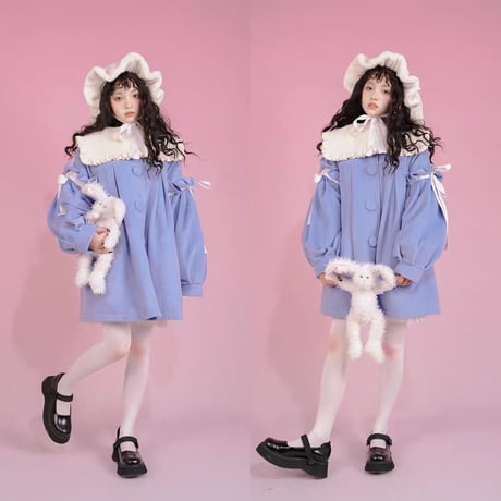 【daytoday】雪国少女付け襟コート/ハンドウォーマー